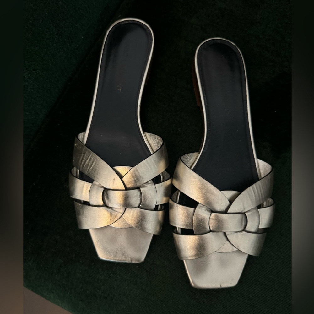 Saint Laurent Tribute Mules sandals Gold size 36